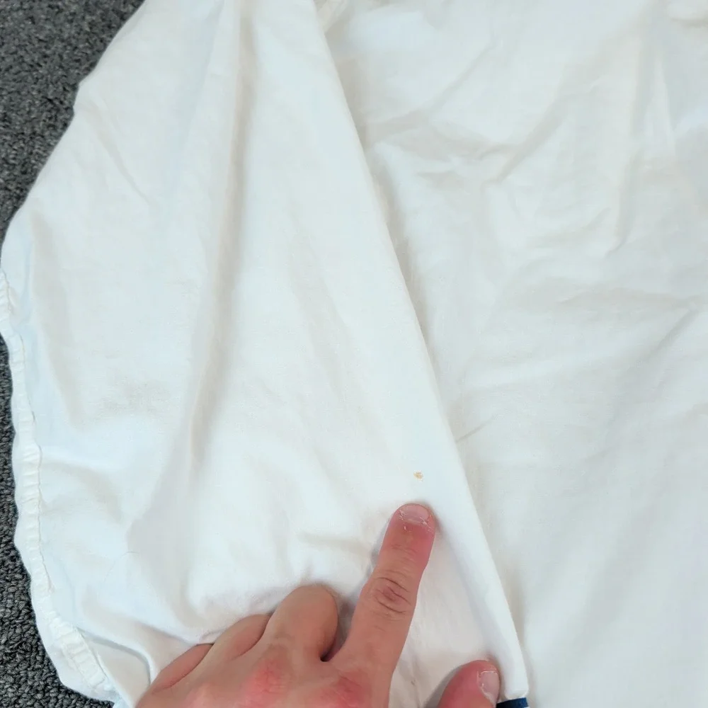 Brooks Brothers Classic Pajama Top Men Large White Cottn Navy Piping Sleep Shirt
